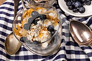 Cranachan, a very traditional scottish dessert with blueberries