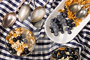 Cranachan, a very traditional scottish dessert with blueberries