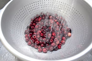 Cranberries being washed