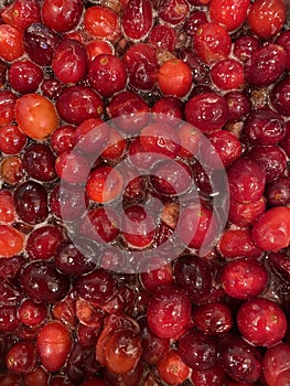 Cranberries boiling on the stove