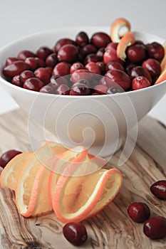 Cranberries and juicy orange slices