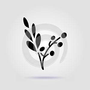 Cranberry black icon isolated on gray background with soft shadow