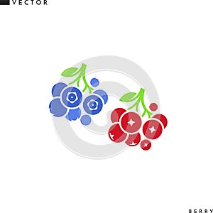 Cranberry and blueberry vector. Branch with berries