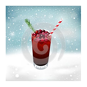Cranberry Christmas Cocktail Winter Vector