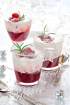 Cranberry dessert with cream