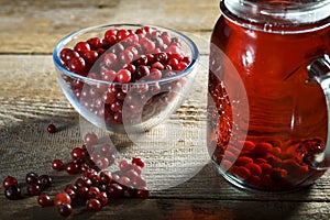 Cranberry drink and raw berry