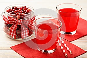 Cranberry kissel in glasses on white table