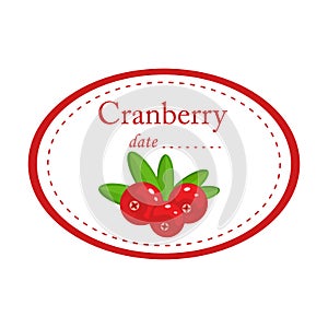 Cranberry label vector disign isolated on white background. Round label