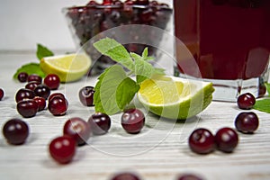 Cranberry, mint and lime juice