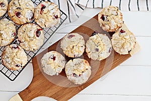 Cranberry Muffins on Cutting Board