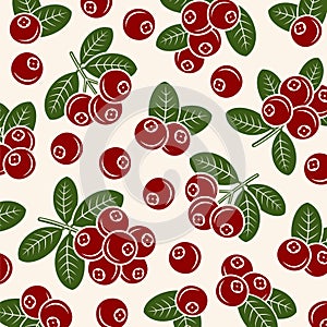 Cranberry pattern background set. Collection icon cranberry. Vector