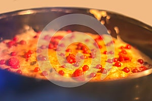 Cranberry pie in a form