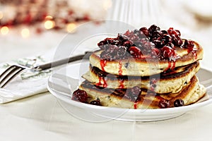 Cranberry Sauce over Pancakes