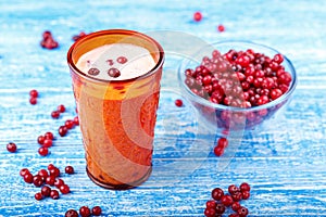 Cranberry smoothie in a glass