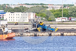 Crane accident in Riga port, Latvia.