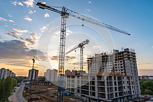 Crane in action during house construction