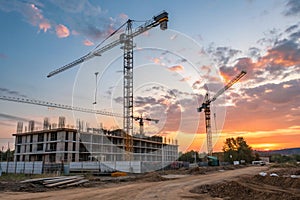 Crane in action during house construction