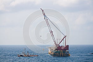 Crane barge doing marine heavy lift installation