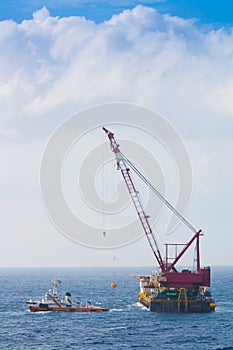 Crane barge doing marine heavy lift installation