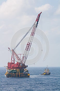 Crane barge doing marine heavy lift installation