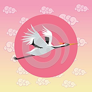 Crane bird japan culture design