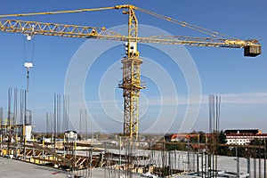 Crane on building construction site