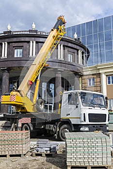 Crane on a building construction site