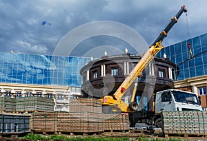 Crane on a building construction site