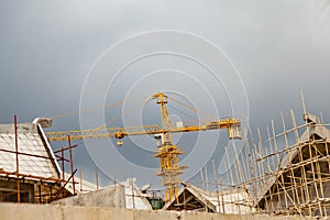 Crane and Building Construction Site