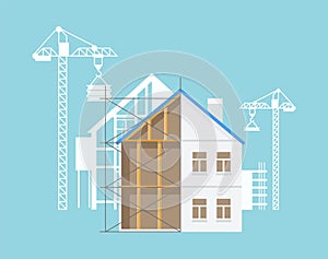 Crane and Building in Process of Construction