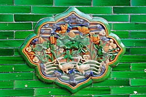 Crane Ceramic Relief in Forbidden City photo