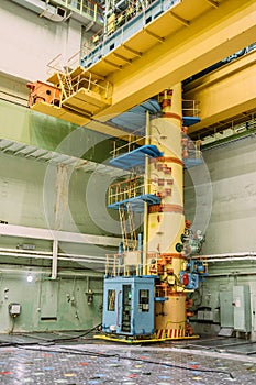 Crane for changing fuel rods inside reactor room of Nuclear Power Plant