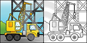 Crane Coloring Page Vehicle Illustration