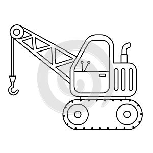 Crane Coloring Page Vehicle Illustration. Construction Vehicle Coloring Book For Kids