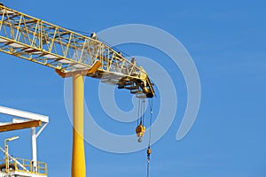 Crane construction on Oil and Rig platform for support heavy cargo.