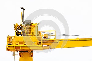 Crane construction on Oil and Rig platform for support heavy cargo, Transfer cargo or basket on work site, Heavy industry