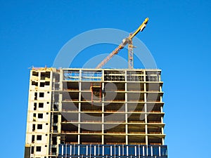 Crane on construction site in Belgrade, Serbia.