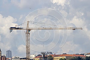 Crane at construction site isolated