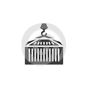 Crane with container vector icon