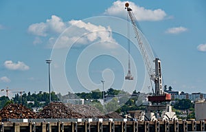 Crane dock on the Garonne river in Bordeaux city