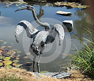 Crane garden sculpture