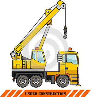 Crane. Heavy construction machines. Vector illustration