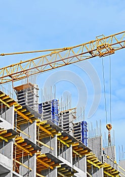 Crane and highrise construction site