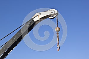 Crane hoist with blue sky background photo