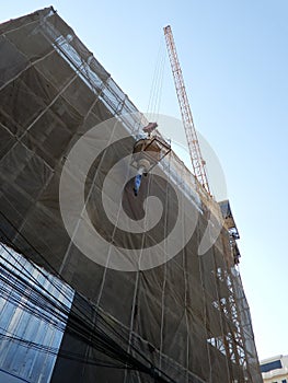 Crane hoisted cement bucket