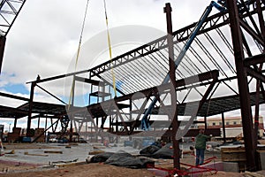 Crane Hoisting a Truss-Joist