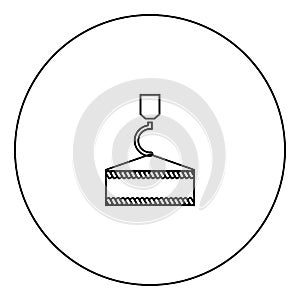 Crane hook black icon in circle outline