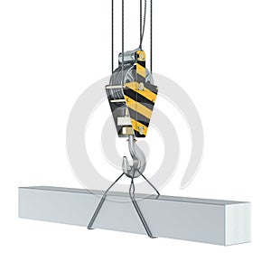 Crane hook with rolled metal square bar, 3D rendering