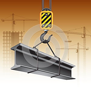 Crane hook and steel beam