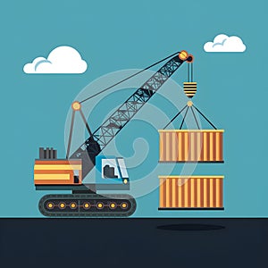 Crane illustration lifting loads, simple stock image vector photo
